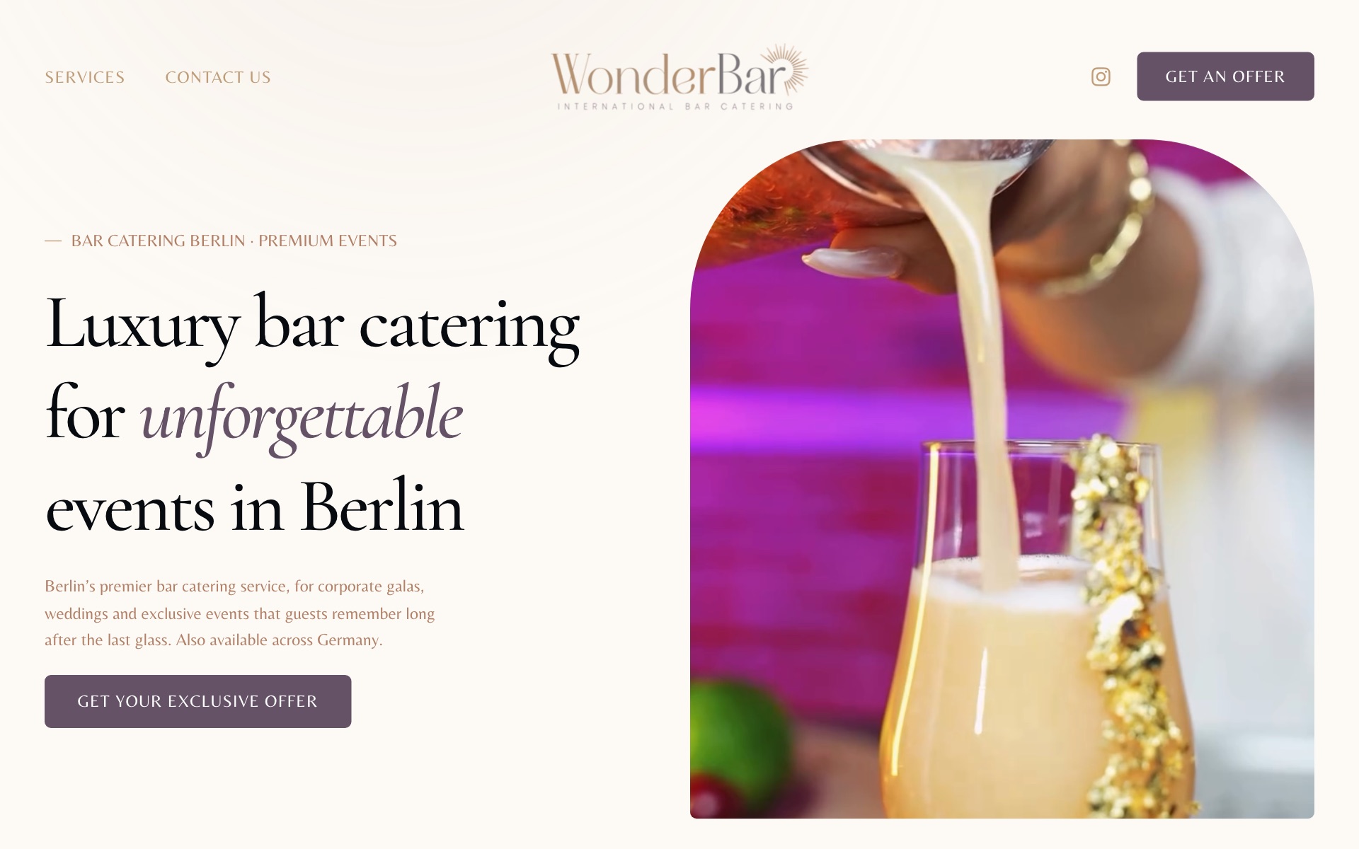 Wonderbar Catering website